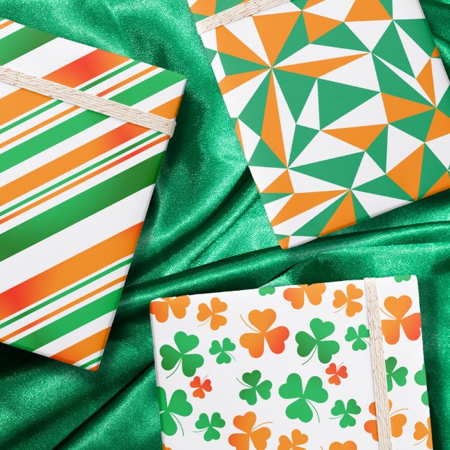 Green White Orange Irish Party Ireland St Patricks Wrapping Paper Sheet (Creator Uploaded)