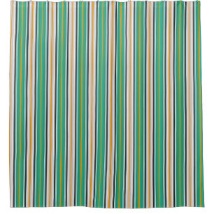 Green White Orange Striped Pattern Shower Curtain