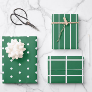 Green White Pattern Christmas Wrapping Paper Sheet