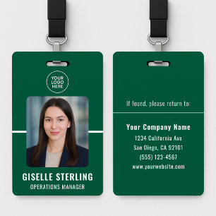 Green White Personalised Employee ID Card Badge