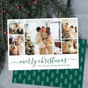Green White Photo Collage Christmas Holiday Card