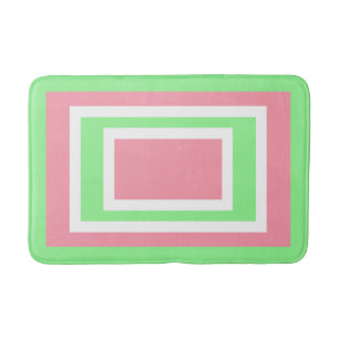 Green White Pink Geometric Bath Mat