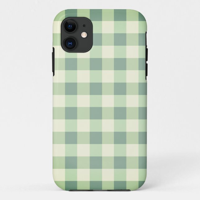Green & White Plaid Gingham Pretty Case-Mate iPhone Case (Back)