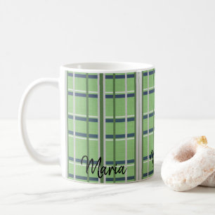 Green White Plaid Mug