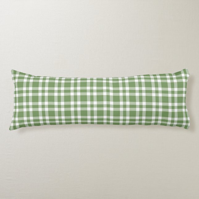 Green White Plaid Pattern Body Cushion (Front)