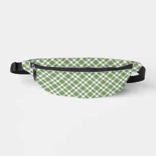 Green White Plaid Pattern Bum Bags