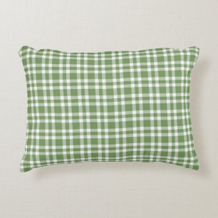 Green White Plaid Pattern Decorative Cushion