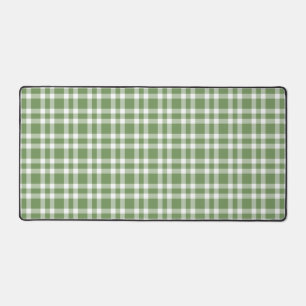 Green White Plaid Pattern Desk Mat