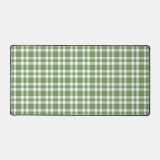 Green White Plaid Pattern Desk Mat