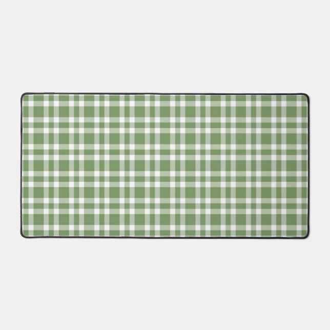 Green White Plaid Pattern Desk Mat (Front)