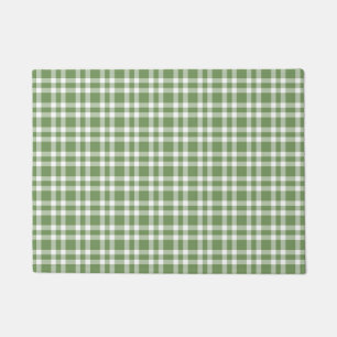Green White Plaid Pattern Doormat