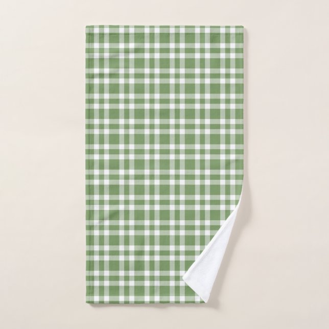 Green White Plaid Pattern Hand Towel (Hand Towel)