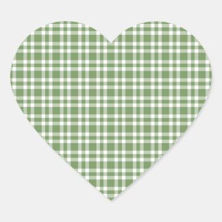 Green White Plaid Pattern Heart Sticker