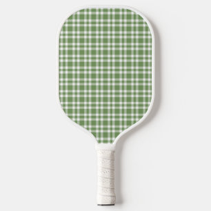 Green White Plaid Pattern Pickleball Paddle