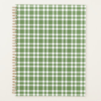 Green White Plaid Pattern Planner