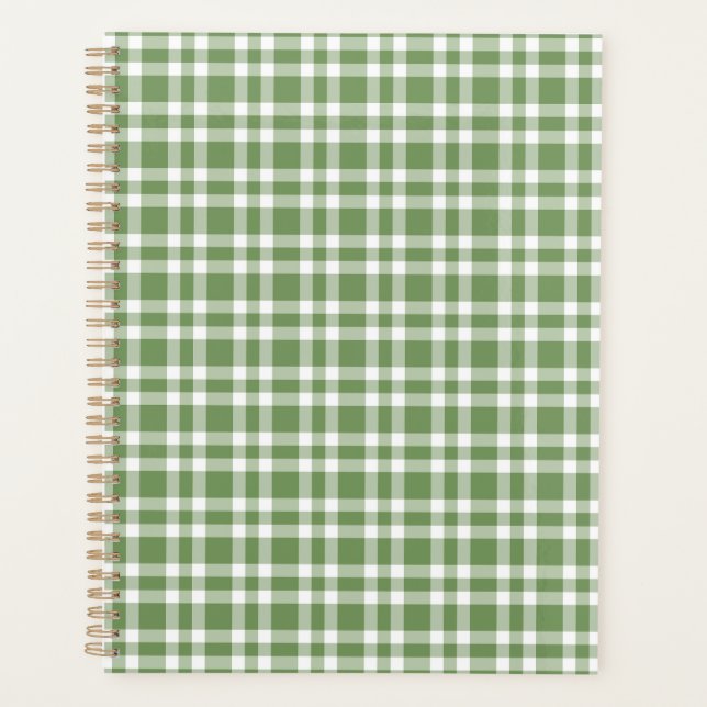 Green White Plaid Pattern Planner (Front)