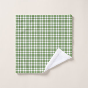 Green White Plaid Pattern Wash Cloth