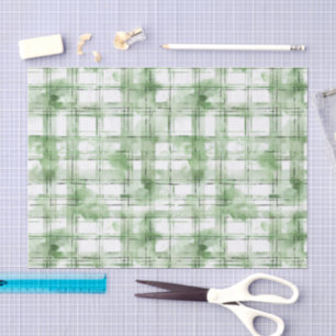 Green White Plaid Stripes Birthday Tissue Paper