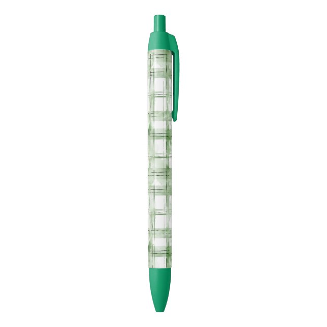 Green White Plaid Stripes Black Ink Pen (Bottom (Vertical))