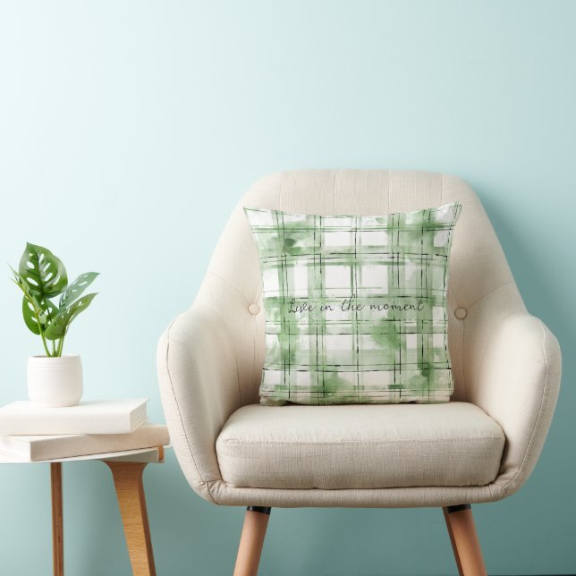 Green White Plaid Stripes Cushion (Chair)