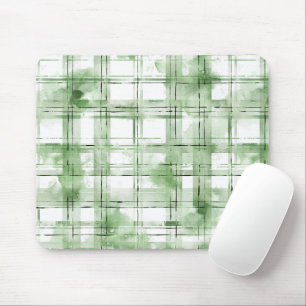 Green White Plaid Stripes Mouse Pad