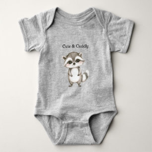 Green White Plaid Stripes Racoon Baby Bodysuit
