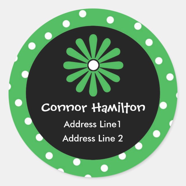 Green & White Polka Dot Address Labels (Front)