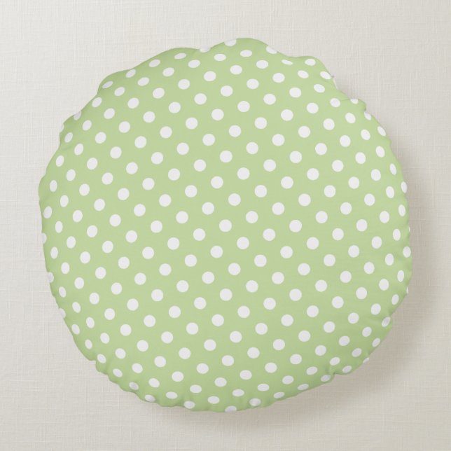 Green & White Polka Dot Round Pillows (Back)