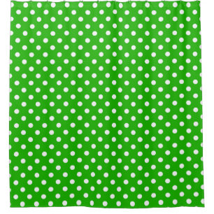 Green White Polka Dots Design Shower Curtain