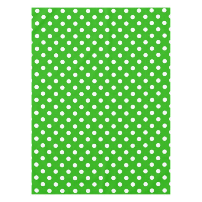 Green White Polka Dots Design Tablecloth (Front)