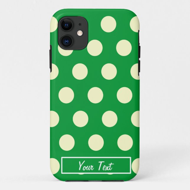 Green/White Polka Dots - Personalise Case-Mate iPhone Case (Back)