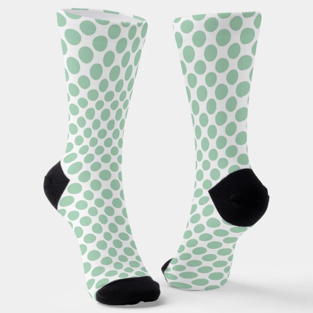 Green White Polka Dots Socks (Angled)