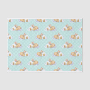GREEN & WHITE POLKA DOTS WITH SLEEPING BABY TISSUE PAPER