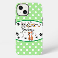 Green & white polkadot, cute kittens custom