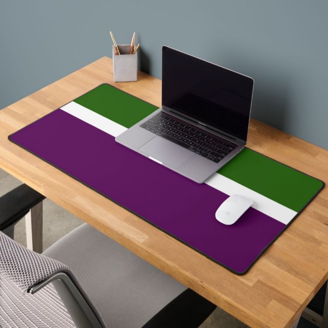 Green White Purple Plain Colour Block Design  Desk Mat (Creator Uploaded)