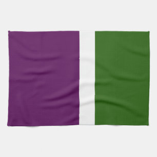 Green White Purple Plain Colour Block Design Tea Towel