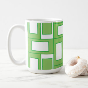 Green White Rectangles Geometric Pattern Coffee Mug