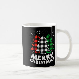Green White Red Buffalo Plaid Merry Christmas Tree Coffee Mug