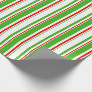Green, White, Red Christmas Inspired Pattern Wrapping Paper