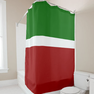Green White Red Color Block Style Design  Shower Curtain