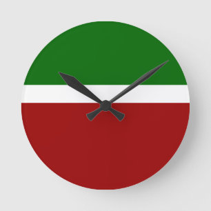 Green White Red Colour Block Style Design Round Clock