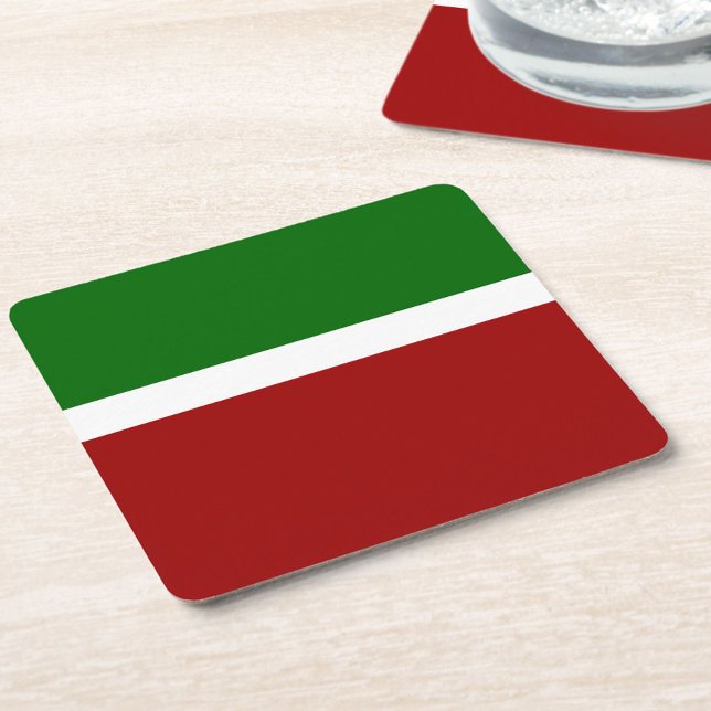 Green White Red Colour Block Style Design  Square Paper Coaster (Creator Uploaded)