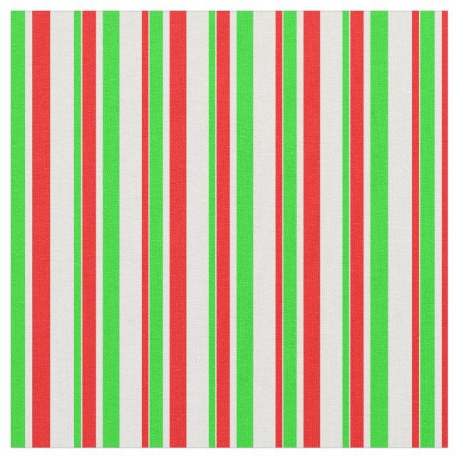 Green, White, Red Coloured Christmas-Inspired Fabric (Close Up)