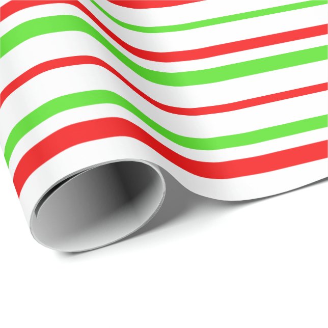 Green, White, Red Coloured Striped/Lined Pattern Wrapping Paper (Roll Corner)