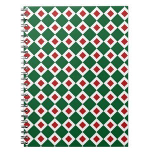 Green, White, Red Diamond Pattern Notebook