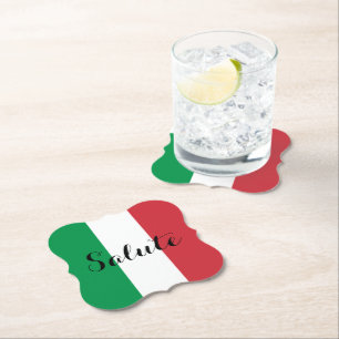 Green White Red Italian Colours Salute Paper Coaster