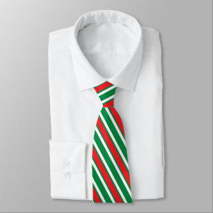 Green White Red Stripes Christmas Candy Colours Tie