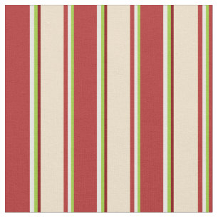 Green, White, Red, Tan & Maroon Coloured Lines Fabric