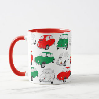 Green, White, Red Vintage Italian Car Pattern Mug