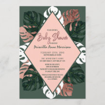 Green White Rose Gold Swiss Cheese Baby Shower